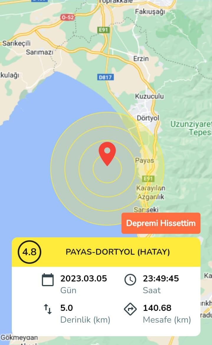 Hatay'da deprem oldu. ENEK-ALTINOZU (HATAY) 3.1 Şiddetinde deprem meydana geldi.