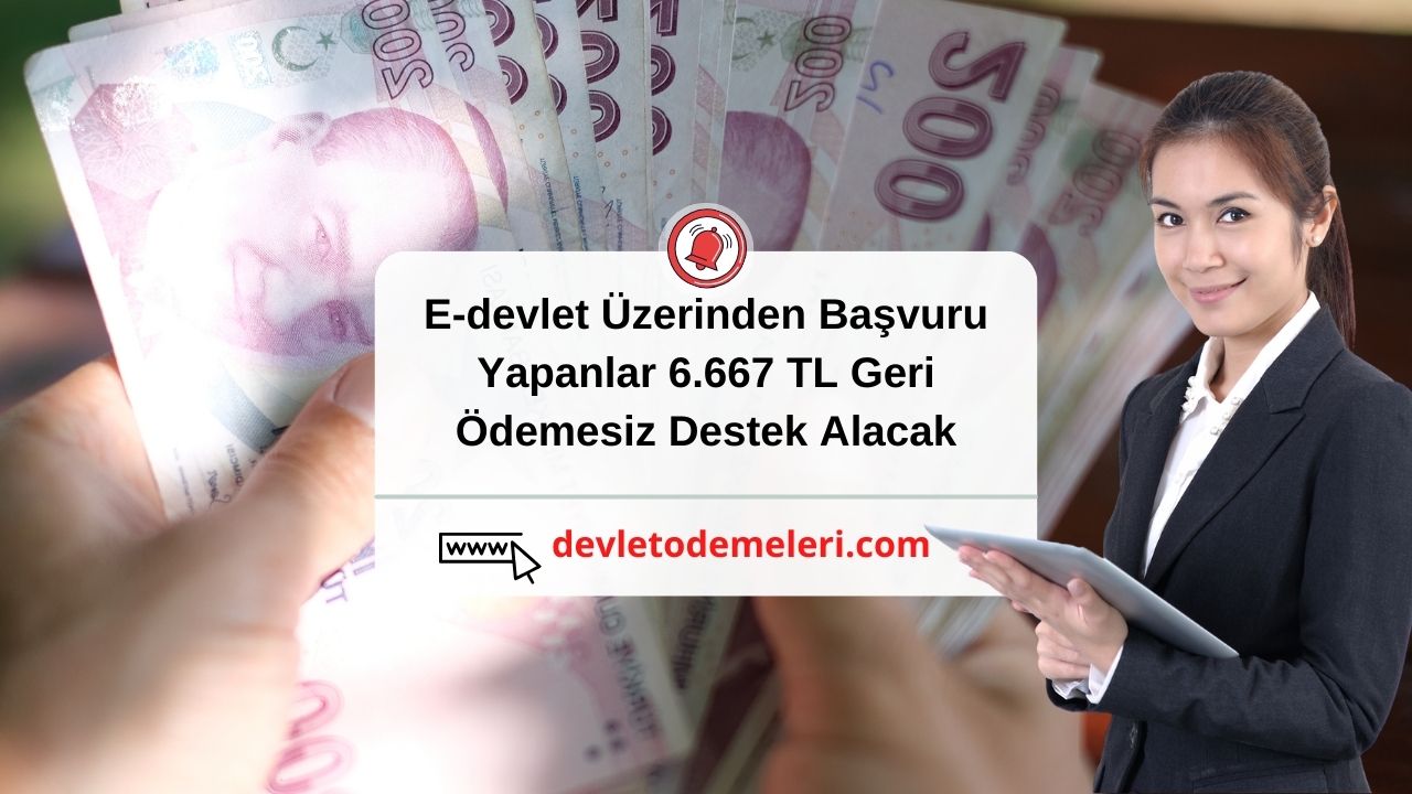 E-devlet Üzerinden Başvuru Yapanlar 6.667 TL Geri Ödemesiz Destek Alacak. Başvurular Başladı