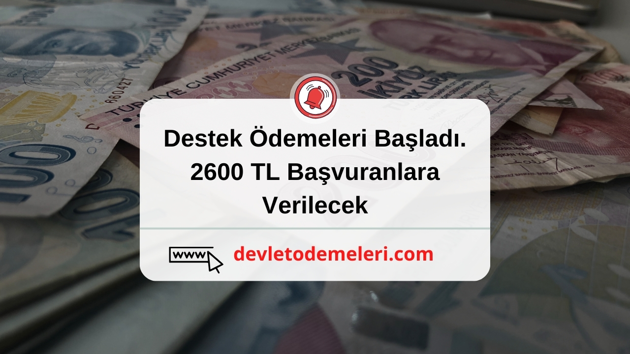 Destek Ödemeleri Başladı. 2600 TL Başvuranlara Verilecek