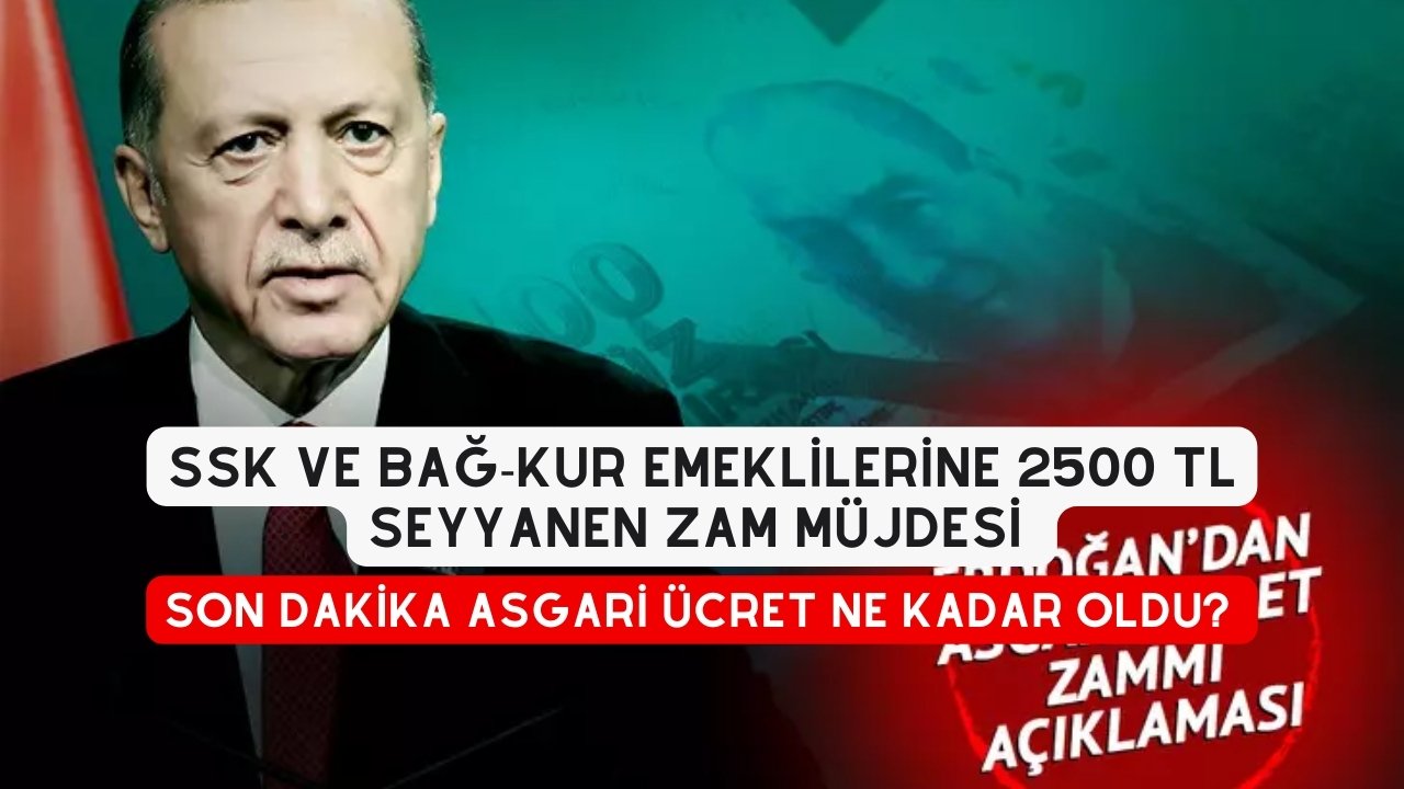 SSK ve BAĞ-KUR emeklilerine 2500 TL Seyyanen Zam Müjdesi. Son Dakika Asgari Ücret Ne Kadar Oldu? Devlet Ödemeleri