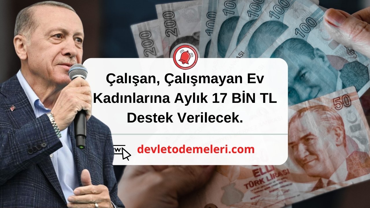 Çalışan, Çalışmayan Ev Kadınlarına Aylık 17 BİN TL Destek Verilecek.