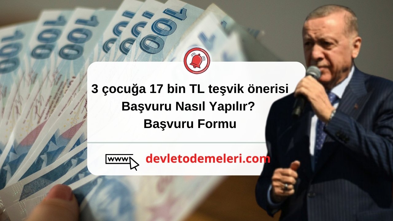 3 çocuğa 17 bin tl teşvik önerisi. Başvuru Nasıl Yapılır? Başvuru Formu