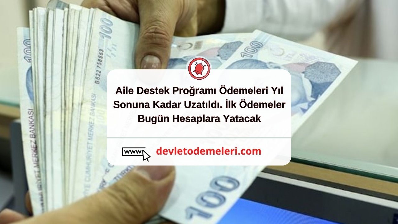 Aile Destek Proğramı Ödemeleri Yıl Sonuna Kadar Uzatıldı. İlk Ödemeler Bugün Hesaplara Yatacak