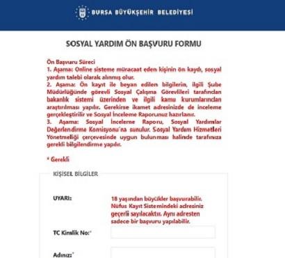 Bursa Büyükşehir Belediyesi Yardım