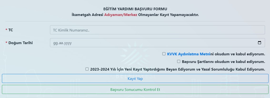 Adıyaman Belediyesi Üniversite Burs Başvurusu