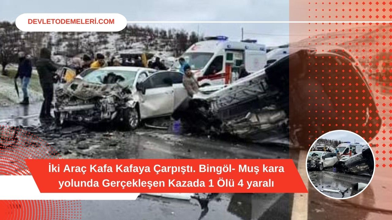 İki Araç Kafa Kafaya Çarpıştı. Bingöl- Muş kara yolunda Gerçekleşen Kazada 1 Ölü 4 yaralı