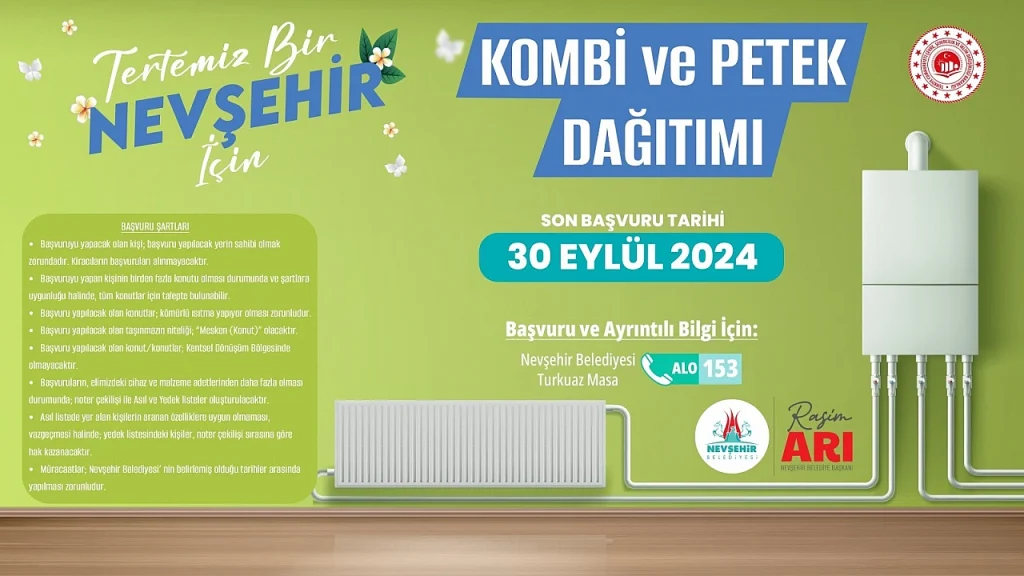 Nevşehir Belediyesi Kombi ve Petek Desteği