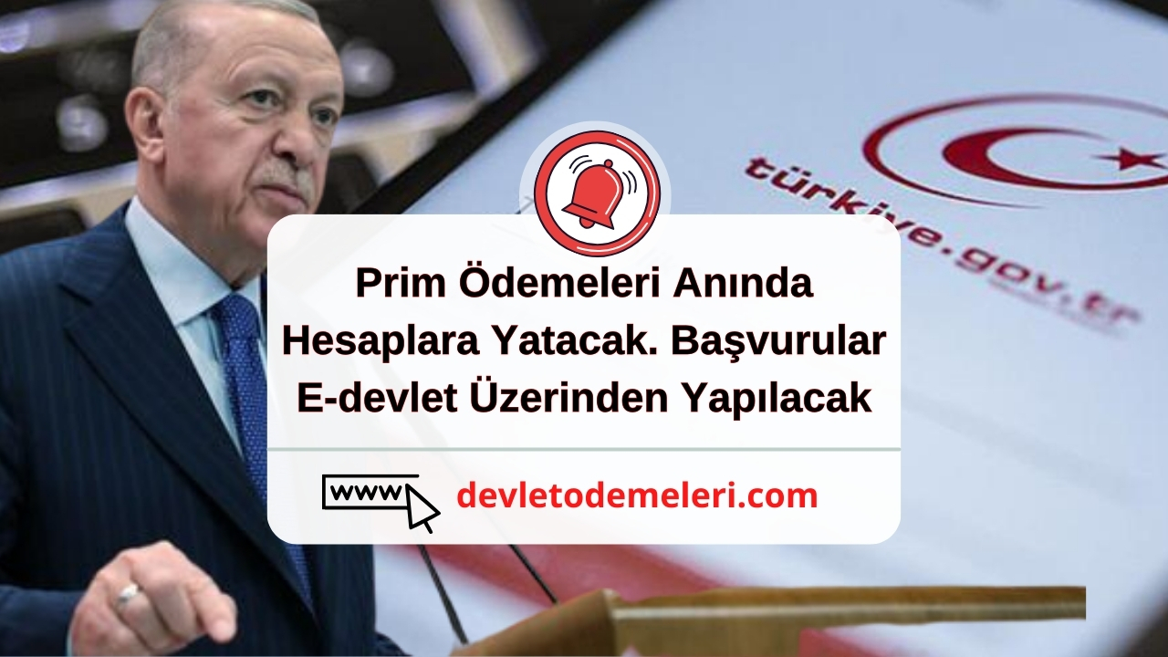 Prim Ödemeleri Anında Hesaplara Yatacak. Başvurular E-devlet Üzerinden Yapılacak